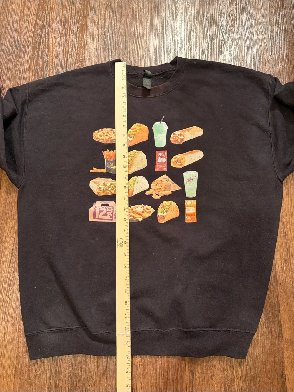 Black sweatshirt men’s XL fast food fries pizza taco burritos unbranded
